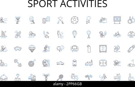 Sport activities line icons collection. Online, Education, Technology, Learning, Digital, Distance, Internet vector and linear illustration. Virtual Stock Vector