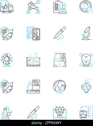 Medical exploration linear icons set. Anatomy, Diagnosis, Treatment, Research, Laboratory, Examination, Health line vector and concept signs. Medicine Stock Vector