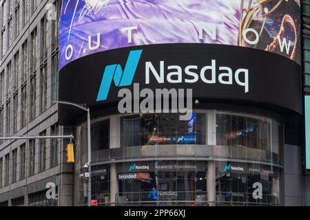 The NASDAQ Stock Exchange headquarters in New York, USA Stock Photo