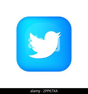 Bolognia, Italy - 04222023. 3d vector twitter icon for social media. Vector EPS10 Stock Vector