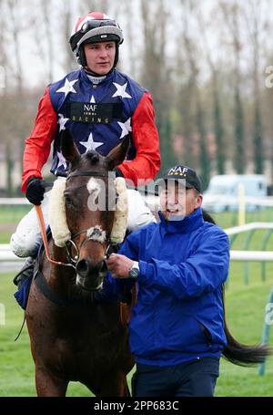 Jockey Jack Tudor after riding Kitty's Light to victory in the Coral Scottish Grand National Handicap Chase during the Coral Scottish Grand National festival at Ayr Racecourse. Picture date: Saturday April 22, 2023. Stock Photo