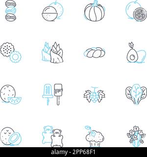 Agriculture linear icons set. Crop, Livestock, Harvest, Soil, Fertilizer, Irrigation, Seed line vector and concept signs. Forestry,Farming,Plantation Stock Vector