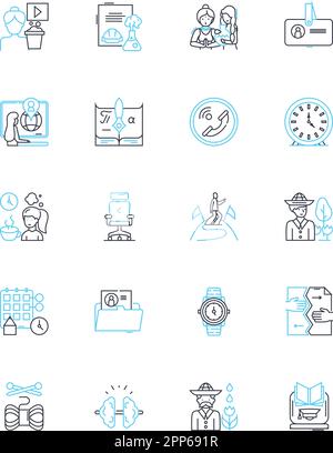 Statiry linear icons set. Statistics, Data, Insights, Analytics, Analysis, Visualization, Dashboards line vector and concept signs. Charts,Reporting Stock Vector