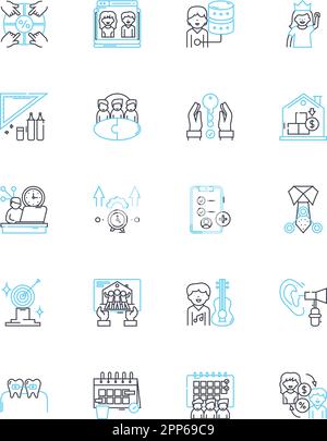 Workplace Safety linear icons set. Compliance, Hazards, Risk, Prevention, Training, Emergency, Response line vector and concept signs. Protocol Stock Vector
