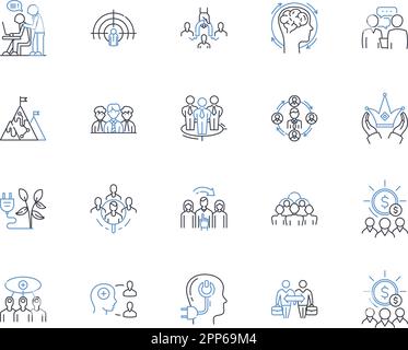 Cohesive group line icons collection. Unity, Harmony, Teamwork, Consensus, Collaboration, Solidarity, Synergy vector and linear illustration. Cohesion Stock Vector