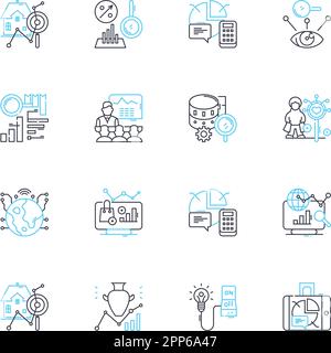 Corporate study linear icons set. Business, Strategy, Leadership, Management, Analysis, Innovation, Collaboration line vector and concept signs Stock Vector