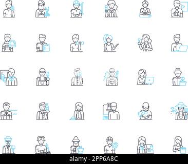 Vocation linear icons set. Calling, Mission, Purpose, Career, Passion, Talent, Aspiration line vector and concept signs. Fate,Destiny,Service outline Stock Vector