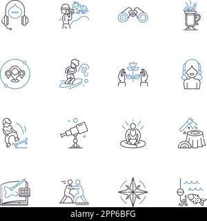 Predictive analytics line icons collection. Forecasting, Analysis, Modeling, Trend, Statistical, Intelligence, Prognostic vector and linear Stock Vector