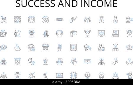 Success and income line icons collection. Wallet, NFC, Contactless, Transactions, Security, Authentication, Convenience vector and linear illustration Stock Vector
