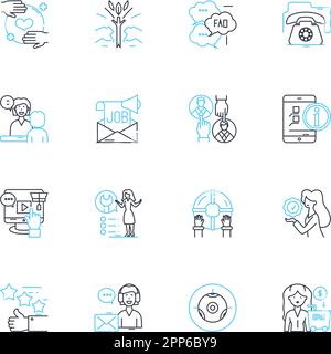 Shopper affinity linear icons set. Loyalty, Preference, Attachment, Devotion, Dedication, Commitment, Fervor line vector and concept signs. Passion Stock Vector