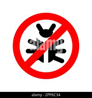Stop Beetle sign. Red Prohibition sign. Ban Bug symbol. Stock Vector