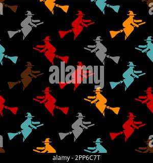 Witch pattern seamless. hag background. hex texture Stock Vector