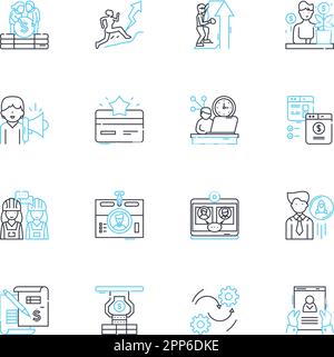 Talent acquisition linear icons set. Hiring, Recruits, Employment, Applicants, Sourcing, Recruitment, Screening line vector and concept signs Stock Vector