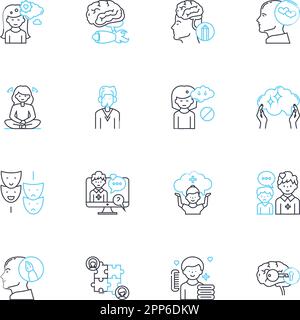 Emotional fitness linear icons set. Resilience, Self-esteem, Coping, Empathy, Mindfulness, Gratitude, Acceptance line vector and concept signs Stock Vector