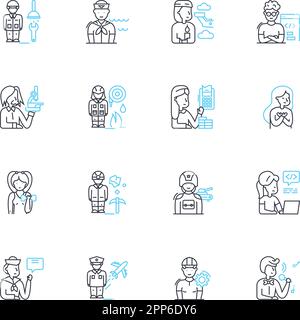 Tycoon linear icons set. Wealth, Power, Business, Profit, Invest, Dominance, Success line vector and concept signs. Expansion,Innovation,Ambition Stock Vector