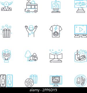 Urban adventure linear icons set. Exploration, Discovery, Excitement, Adrenaline, Thrill, Concrete, Skyline line vector and concept signs. Graffiti Stock Vector