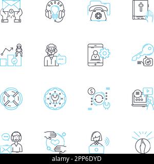 Web assistance linear icons set. Support, Assistance, Helpdesk, Guidance, Troubleshooting, Expertise, Advice line vector and concept signs. Diagnosis Stock Vector