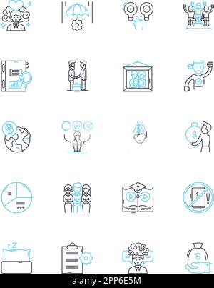 Professional development linear icons set. Skills, Training, Growth, Learning, Improvement, Career, Advancement line vector and concept signs Stock Vector