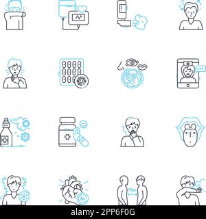 Security software linear icons set. Protection, Cybersecurity, Encryption, Firewall, Antivirus, Antimalware, Privacy line vector and concept signs Stock Vector