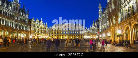 BRUSSELS, BELGIUM - AUGUST 4, 2016: The medieval city square Grand Place or Grote Markt of Brussels, UNESCO World Heritage Stock Photo