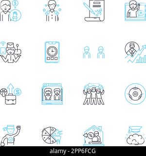 Professional Development linear icons set. Growth, Learning, Improvement, Talent, Knowledge, Success, Mastery line vector and concept signs Stock Vector