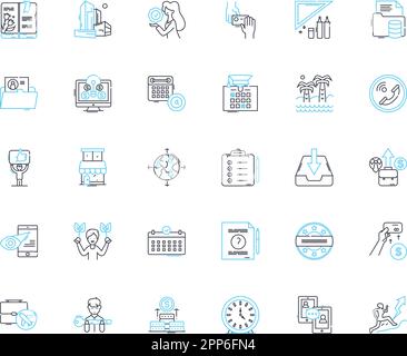 Shopping center linear icons set. Mall, Retail, Storefront, Boutiques, Plaza, Department, Window-shopping line vector and concept signs. Superstore Stock Vector