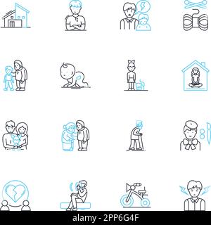 Personal growth linear icons set. Empowerment, Change, Transformation, Awareness, Reflection, Mindset, Journey line vector and concept signs. Self Stock Vector