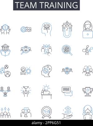 Group instruction line icons collection. Classroom, Teamwork ...