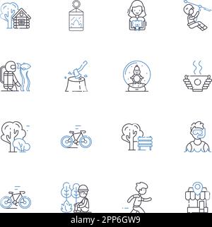 Chatbots line icons collection. Conversational - Artificial - Intelligence - Language - Interactive - Virtual - Assistance - Automation - Stock Vector