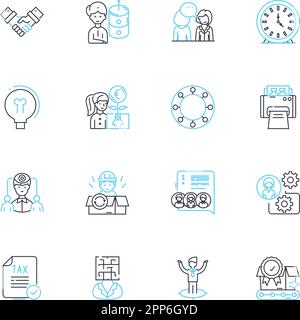 Record keeping linear icons set. Organization, Archiving, Storage, Management, Filing, Retention, Preservation line vector and concept signs Stock Vector