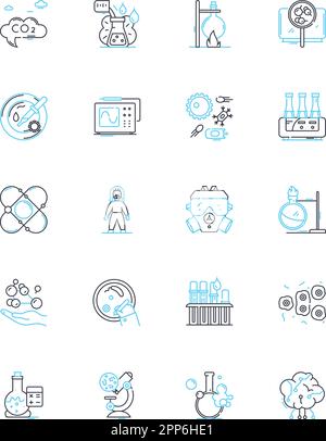 Artificial Science linear icons set. Robotics, Automation, Machine learning, Computer vision, Artificial intelligence, Cybernetics, Nanotechnology Stock Vector