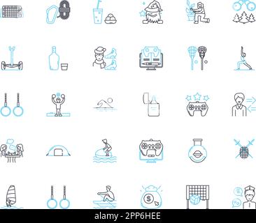 Relaxation methods linear icons set. editation, Yoga, Breathing, Massage, Mindfulness, Acupuncture, Aromatherapy line vector and concept signs Stock Vector