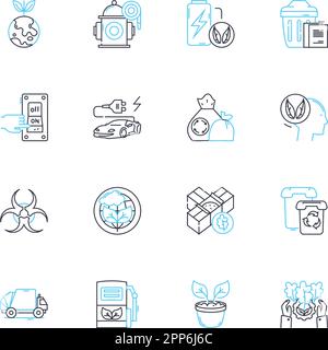 Conservation linear icons set. biodiversity, habitat, preservation ...