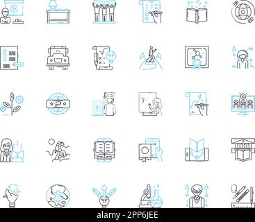 Vocational Training linear icons set. Apprenticeship, Vocational, Skilled, Trade, Program, Certificate, Job-specific line vector and concept signs Stock Vector