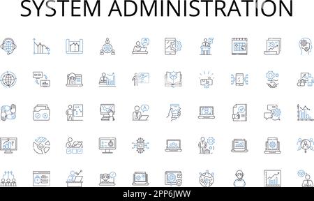 System administration line icons collection. Compliance, Examination, Verification, Assessment, Analysis, Inspect, Review vector and linear Stock Vector