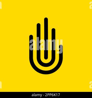 Stop gesture with palm of hand, geometric abstract icon Stock Vector