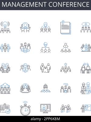 Strategic meeting line icons collection. Planning, Tactics ...
