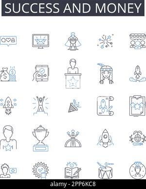 Riches and affluence line icons collection. Wealth, Prosperity ...