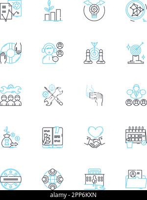 Commercial Overlord linear icons set. Monopoly, Wealth, Empire, Domination, Influence, Power, Control line vector and concept signs. Strategy,Business Stock Vector