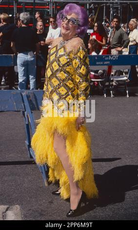 **FILE PHOTO** Dame Edna Has Passed Away. Barry Humphries, aka Dame Edna Everage attends 'Broadway on Broadway' in Times Square in New York City on September 12, 1999. Photo Credit: Henry McGee/MediaPunch Stock Photo