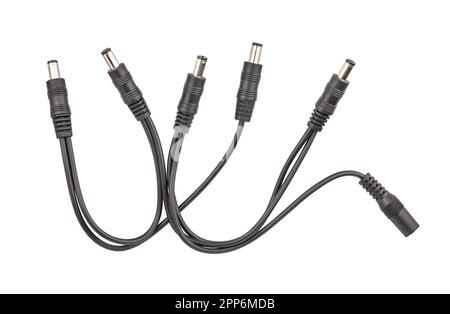 electric cable jack patch adapter path isolated on white Stock Photo
