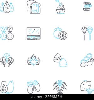 Cultivation linear icons set. Agriculture, Horticulture, Farming, Gardening, Cultivation, Irrigation, Harvesting line vector and concept signs Stock Vector