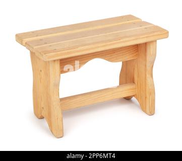 wooden stool path isolated on white Stock Photo