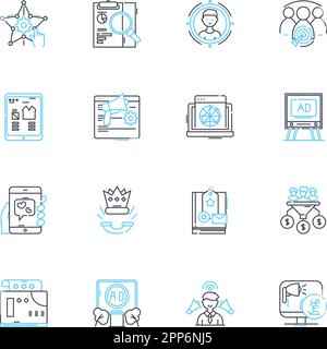 Email media linear icons set. Inbox, Compose, Send, Receive, Attachments, Drafts, Spam line vector and concept signs. Archive,Unread,Forward outline Stock Vector