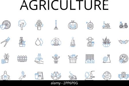 Agriculture line icons collection. Farming, Cultivation, Horticulture, Agronomy, Gardening, Agribusiness, Rural Industry vector and linear Stock Vector