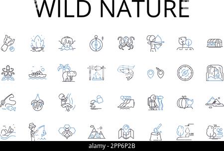 Pristine environment line icons collection. Wilderness, Unsullied ...