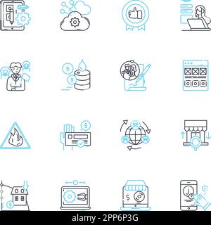 Community progress linear icons set. Growth, Development, Improvement, Advancement, Success, Thriving, Prosperity line vector and concept signs Stock Vector