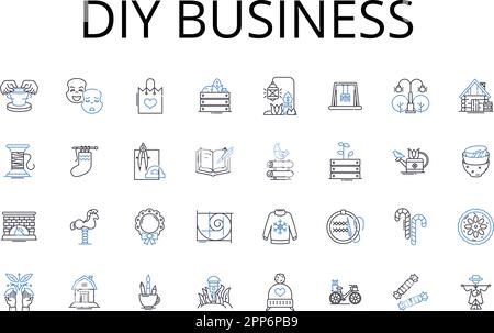 Diy business line icons collection. Handmade venture, Homemade enterprise, Bespoke business, Crafty company, Artisan endeavor, Artistic organization Stock Vector