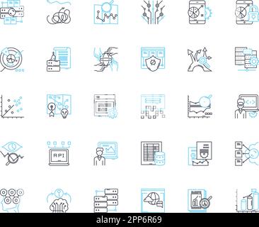 Social communication linear icons set. Conversations, Nerking, Engagement, Sharing, Collaboration, Dialogue, Connection line vector and concept signs Stock Vector