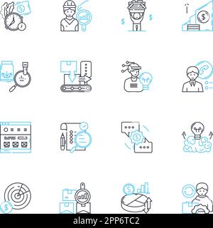 Bold approach linear icons set. Courage, Fearlessness, Daring, Risk-taking, Innovative, Inventive, Limitless line vector and concept signs Stock Vector